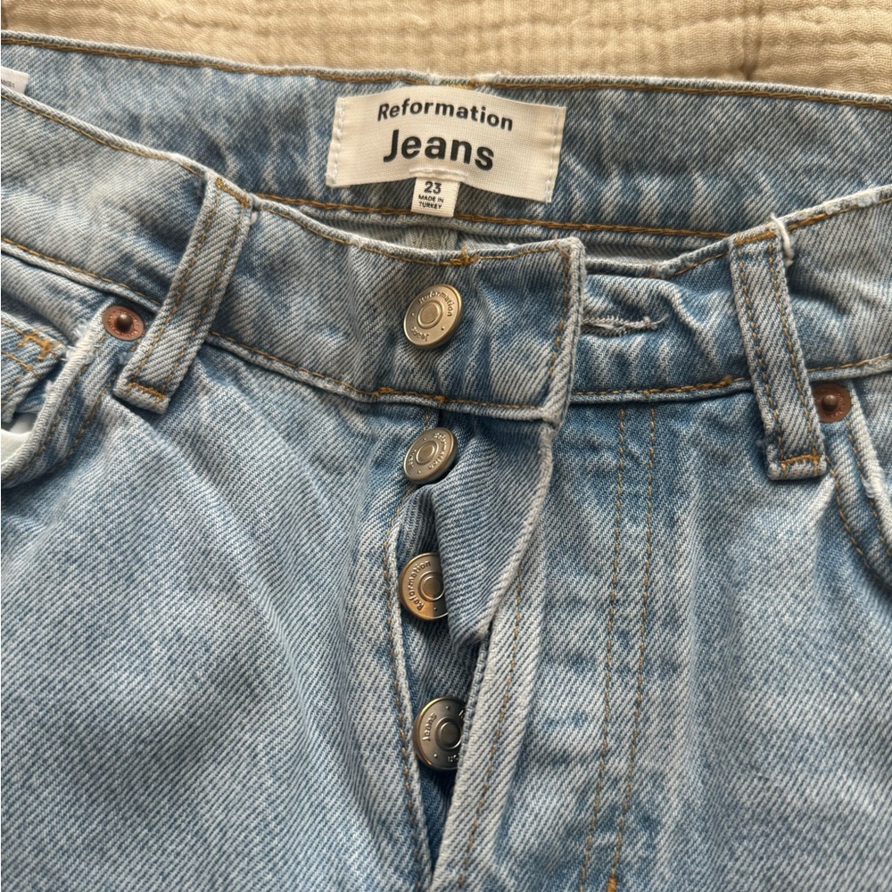 Reformation mid rise blue denim jeans size 23